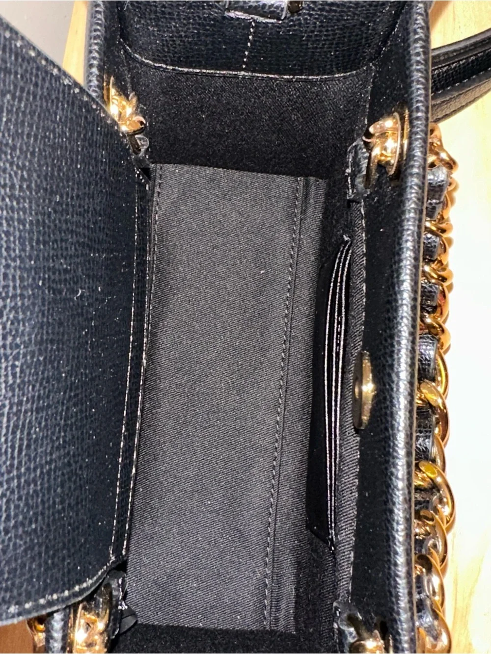 Karl Lagerfeld Black Floral Embroidered Satchel with Gold Chain